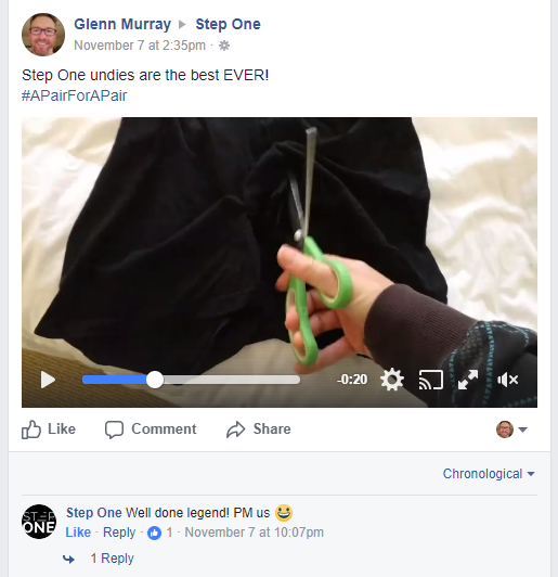 Facebook post cutting up boxers