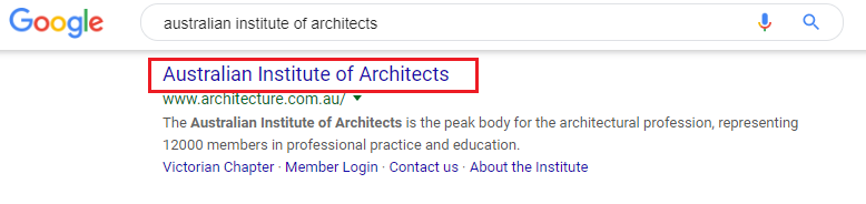 How the Title tag displays in Google